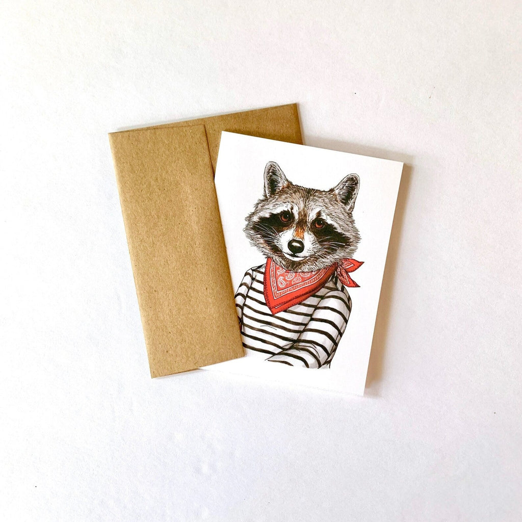 Raccoon bandit greeting card