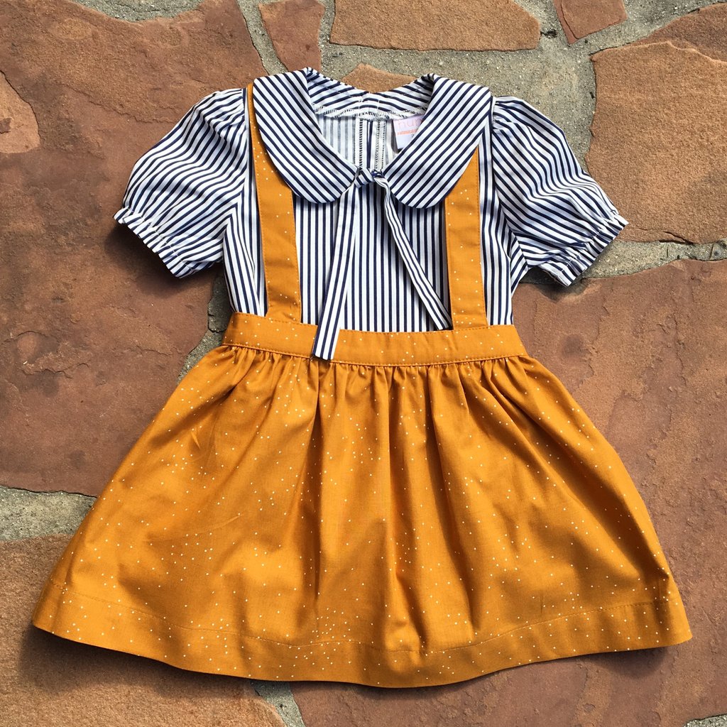 The Sylvie Peter Pan Collar Top - Navy Stripes  - SALE