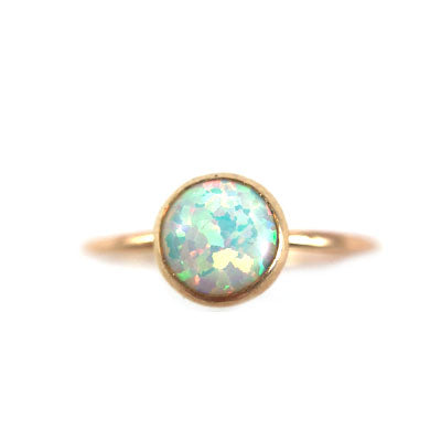 Medium Opal Ring 14k Gold Filled Stacking Band Handmade