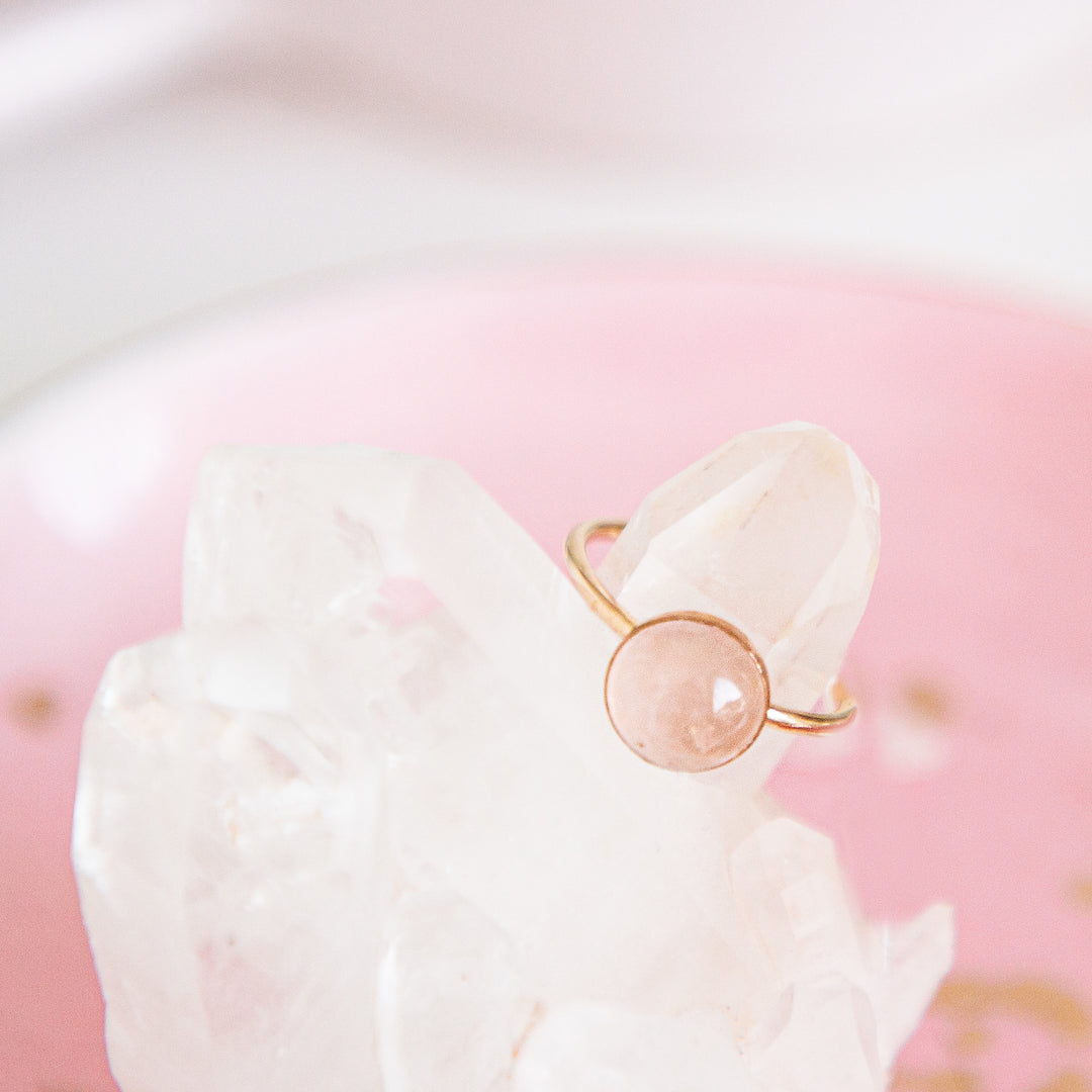 Large Rose Quartz Love Stone Pink Metaphysical Ring