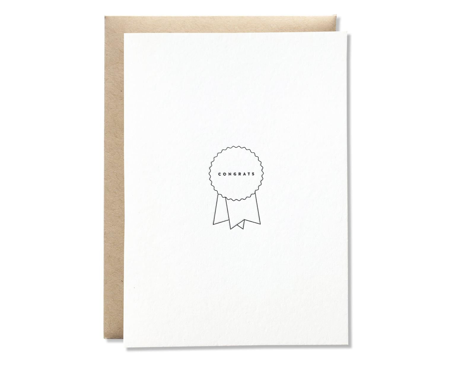 Congrats Badge Icon Letterpress Greeting Card