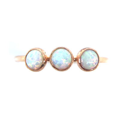 Sisters Opal Ring Three Stone Ring Opal Trio Band White Opal - Goldfill