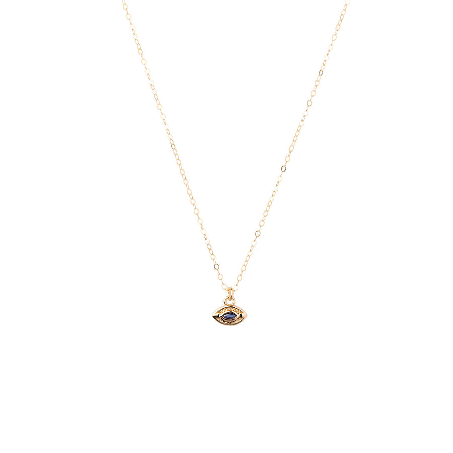 Mineral and Matter Evil Eye Tiny Charm Blue CZ Necklace
