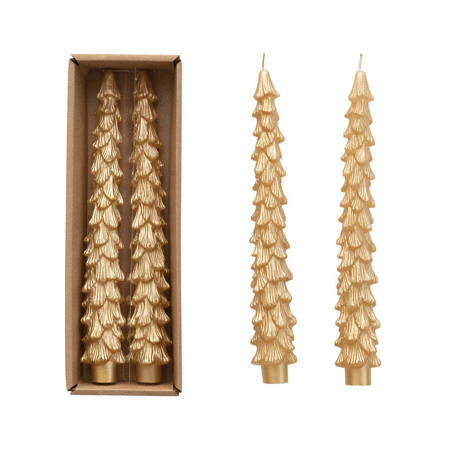 Unscented Tree Shaped Taper Candles - Gold – Salt & Honey Market